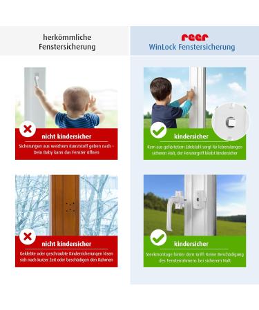 Reer WinLock Window & Balcony Door Lock - Child Safety Expert White 1 Piece - Secure Your Home - Buy Online on GoSupps.com