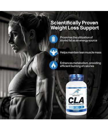 CONFIDENT SPORTS CLA (Conjugated Linoleic Acid) - 1000 mg - 180 Softgels 180 count (Pack of 1) - Buy Online on GoSupps.com