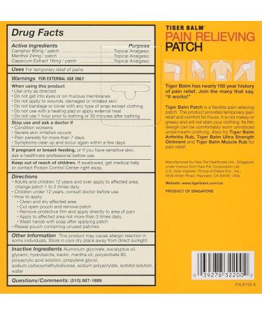 Tiger Balm Ointment Patch 5-Pack for Pain Relief - Buy Online on GoSupps.com