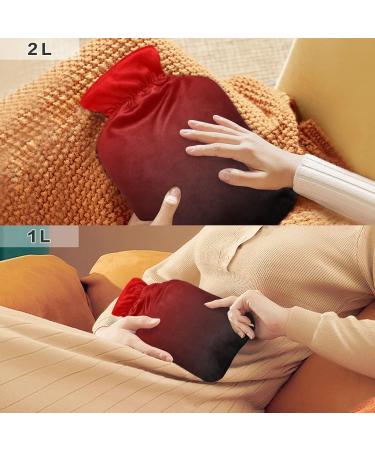 Black Red Gradient Hot Water Bottle with Cover | 1L Pain Relief & Bed Warmer for Cramps & Cold Feet | International Shipping - Buy Online on GoSupps.com