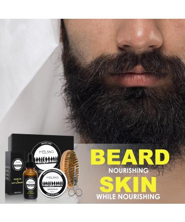 5-Part Beard Care Set for Men | Natural Beard Oil Sandalwood Balm Brush Comb Scissors | Perfect Gift for Christmas & Birthdays - Buy Online on GoSupps.com