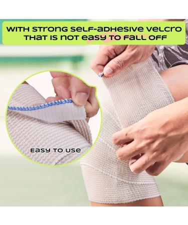 2 Rolls 4-Inch Elastic Bandage Wrap - Compression Sports Bandages for Ankle Foot Leg & Hand - Large Size with Velcro for Sprains - International Shipping Available - Buy Online on GoSupps.com