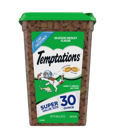 TEMPTATIONS Classic Crunchy and Soft Cat Treats, Seafood Medley, Multiple Sizes 1.9 Pound (Pack of 1)
