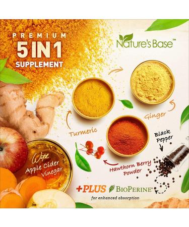 Nature's Base Turmeric & Ginger with Apple Cider Vinegar - 60 Capsules for Joint & Digestive Health - Buy Online on GoSupps.com