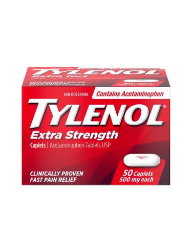 Tylenol Extra Strength Caplets for Headache Migraine Arthritis and Pain Relief 500 mg Acetaminophen 50 Caplets