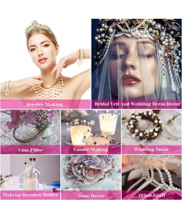 Ivory Pearl Craft Beads - 800pcs Loose Pearls for Jewelry Making, Crafts, Decoration - Vase Filler in Assorted Sizes by Anezus - Buy Online on GoSupps.com