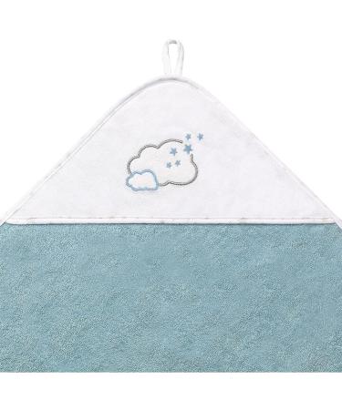 Hooded Towel with Embroidered Name - 100% Cotton Blue Clouds - 76x76 cm - Perfect Gift for Kids - Buy Online on GoSupps.com