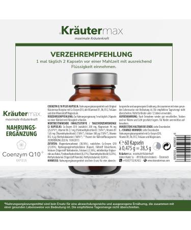 Buy Herbmax Coenzyme Q10 - High Dose 100mg Capsules | Ubiquinol with Magnesium & Vitamin B Complex | Vegan - 3x60 Pieces for Optimal Health - Buy Online on GoSupps.com