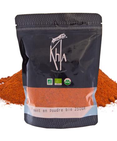 Khla - Organic Red Pepper Powder - Bag 250g - Intensity 5 out of 10 Scoville Scale - Natural Hot Dried Ground Pepper - Spicy