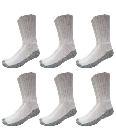 Catawba Sox Foot Comfort 6 Pairs Diabetic Care Crew Unisex Socks (White Large) Large White