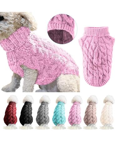 PetyOung dog sweater vest warm coat pet. Soft knitted wool winter sweater knitted crochet coat clothing for small medium dog (m pink) m pink pink