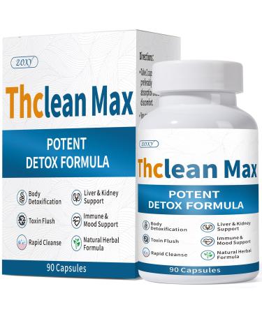ThcleanMax Total Detox & Liver Cleanse Fast Full-Body Detox Natural Herbal Formula for Liver Kidney Digestion Immune & Mood Support Toxin Cleanser Fast-Acting 90 Capsules
