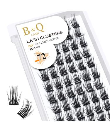 Eyelashes 72 PCs B & Q eyelashes DIY Individual eyelashes for beginners reusable eyelash bushes Wispy fluffy single eyelashes for eyelash extensions at home (B36 D-12mm) D-12 mm B 36