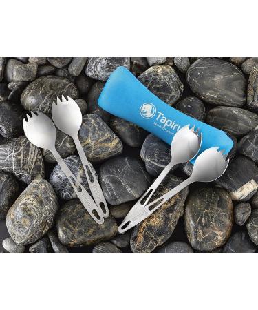 Tapirus Stainless Steel Classic Sporks Set of 4 - Camping, Hiking, Backpacking - Heavy Duty, Fire Proof - Long Handle, Reusable, Travel Case - Buy Online on GoSupps.com
