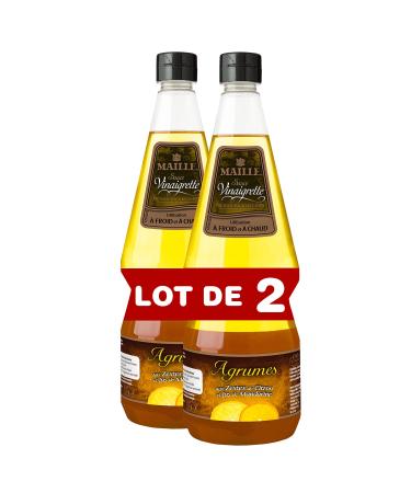 Maille Sauce Vinaigrette Agrumes Vinaigre de Vin Blanc Jus de Citron Mandarine et Zeste de Citron 1L - Lot de 2