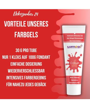 Dekozauber24 Strawberry Red Food Coloring Gel - 30g Tube for Fondant Marzipan & Cake Decoration | International Shipping Available - Buy Online on GoSupps.com