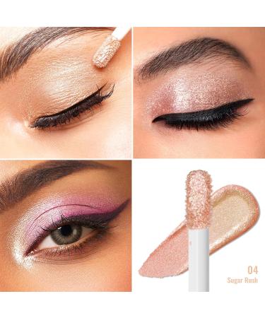 Oulac Liquid Glitter Eyeshadow Pink Eyeshadow Shimmer Eyeshadow & Eyeliner | Sheer Warm Beige with Lime and Pink Sparkle Blendable Eye Make-up Crease Resistant Vegan 5.4g Sugar Rush (04) - Buy Online on GoSupps.com