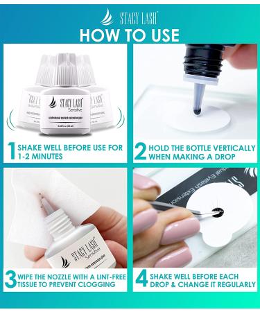 Stacy Lash Sensitive Eyelash Extension Glue 0.34 fl.oz - Low Fume, 5-6 Sec Drying Time, 5 Weeks Retention - Professional Use Only Black Adhesive for Individual Semi-Permanent Lash Extensions - Buy Online on GoSupps.com