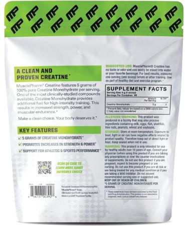 MusclePharm Essentials Creatine Monohydrate Powder | Ultra-Pure Pre & Post Workout Supplement | 60 Servings Unflavored for Enhanced Muscle Building & Recovery - Buy Online on GoSupps.com