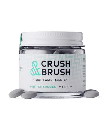 Crush & Brush Toothpaste Tablets-Mint Charcoal Glass JAR - 60g 80 Tablets