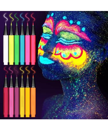 Blacklight Eye Liner 12 Colors Rainbow Glow Neon Makeup Graphic Eye Liners Waterproof Smudge-Proof Body Face Paint Makeup For Christmas - Buy Online on GoSupps.com