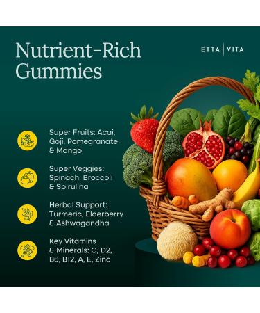 (120 Chews) Fruits and Veggies Supplement - Super Greens Gummies (9 Superfruits & 30 Veggies) Mushrooms Fruit and Vegetable Vitamins Non-GMO Pectin-Based Gluten-Free No Capsules - Buy Online on GoSupps.com