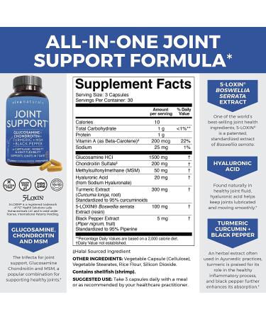 Joint Supplement with Glucosamine, Chondroitin, MSM, Turmeric, Boswellia & Hyaluronic Acid - 90 Capsules for Joint Support, Mobility & Comfort - Buy Online on GoSupps.com