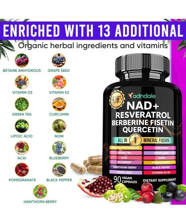 Adndale Liposomal NAD Supplement. Longevity Formula NMN Supplement Alternative. 90CT Advanced NAD+ Resveratrol NAD Resveratrol 90 Count (Pack of 1) - Buy Online on GoSupps.com