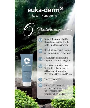Euka-Derm Repair Hand Cream - Organic Reishi & Tinder Fungus for Dry Cracked Hands | Fast Absorption & Soothing Care - Buy Online on GoSupps.com