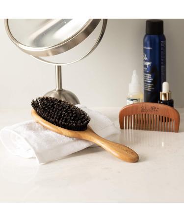 Boar Bristle Hair Brush Set for Thin and Normal Hair - Adds Shine and Texture - Wood Comb and Gift Bag Included - Buy Online on GoSupps.com