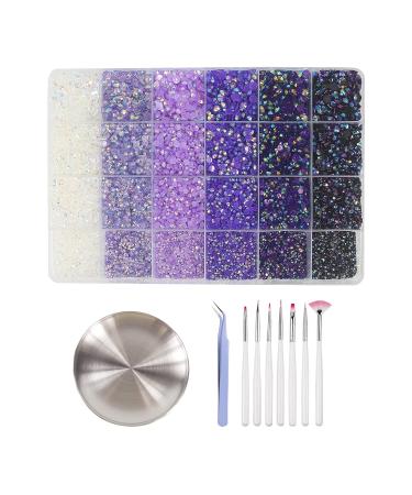 30,000 Pcs Jelly AB Flatback Rhinestones for Crafts - Dark Purple, Violets, Lavender - Multi-color Round Gems for Nail Art & Makeup - Buy Online on GoSupps.com