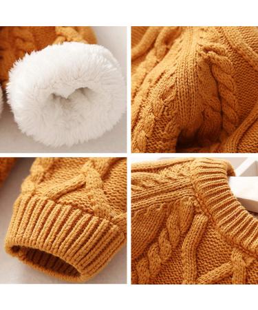 De Feuilles Toddler Unisex Cable Knit Pullover Sweater | Chunky Knitwear with Warm Lining | Yellow 7-8 Years - Buy Online on GoSupps.com