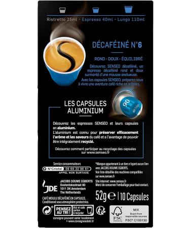 Senseo Decaffeinated Capsules No. 6 10 Aluminum Capsules Compatible with Nespresso Machines 52 g - Buy Online on GoSupps.com
