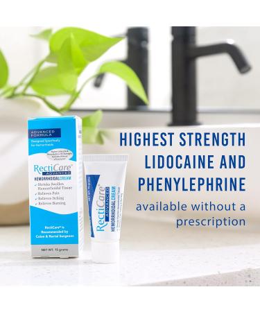 Recticare Advanced Hemorrhoidal Cream - Soothing Relief for Hemorrhoids with Lidocaine - 15g - Buy Online on GoSupps.com