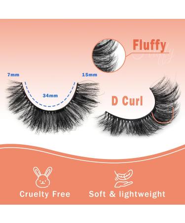 Natural Look False Eyelashes 15mm Wispy Cat Eye Lashes That Look Like Extensions 5D Volume Fake Lashes CC Curl Fluffy Eyelash 7 Pairs by JIMIRE - Buy Online on GoSupps.com