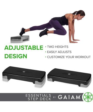 Gaiam Essentials Exercise Step Platform Aerobic Stepper Bench  Fitness Equipment Workout Deck with Adjustable Riser Height & Non Slip Textured Surface  Black - Buy Online on GoSupps.com