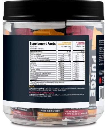 Primal Purge Xtreme Pre-Workout Variety Pack Pineapple Orange Guava (POG) + Raspberry Lemonade Flavored (20 Stickpacks) - 300mg Caffeine Per Serving - Buy Online on GoSupps.com
