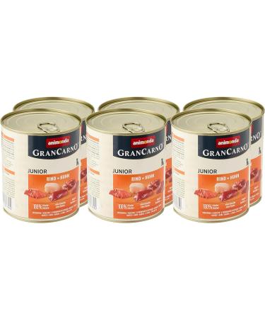 Animonda GranCarno Junior Dog Food - Wet Food for Growing Dogs Beef & Chicken 6 x 800g Pack - Buy Online on GoSupps.com
