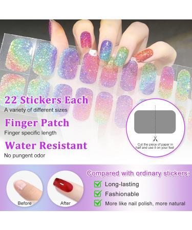 22 STK Glitter Gel Nail Polish Stickers - Self-Adhesive Nail Foils for Long-Lasting Gellack Wraps | UV/LED Lamp Required | Perfect for Carnival - Buy Online on GoSupps.com