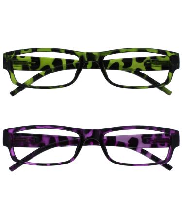 The Reading Glasses Company Green & Purple Tortoiseshell Readers Value 2 Pack Women Ladies UVR2PK009_009PP +2.00