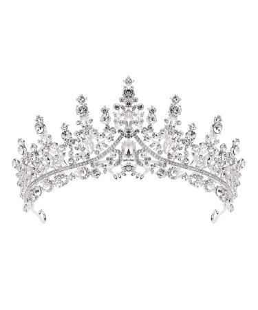 Wedding Crown for Bride Tiaras Silver Tiara Royal Rhinestone Quinceanera Queen Crowns for Women Queen for Prom Princess Party Pageant Headpieces Headband Halloween Hair Accessories Crown for Women Crystal Crowns for Girl...