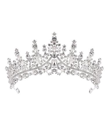 Wedding Crown for Bride Tiaras Silver Tiara Royal Rhinestone Quinceanera Queen Crowns for Women Queen for Prom Princess Party Pageant Headpieces Headband Halloween Hair Accessories Crown for Women Crystal Crowns for Girl...
