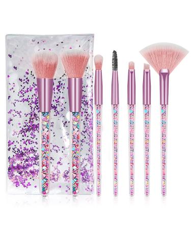 Makeup Brush Set  Glitter Acrylic Handle Make Up Brushes for Powder  Blush and Eyeshadow  makeup brushes set for Women&Girl (Heart)