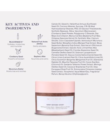 Buy MONAT Berry Refined Scrub - Exfoliating Mask with AHAs & Cranberry Seeds | Perfect Skin Brightening | 87ml - Buy Online on GoSupps.com