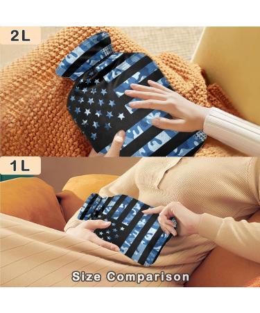 Vintage Camouflage American Flag Hot Water Bottle - 2L Large Transparent Bottle for Bed & Pain Relief | Naanle - Buy Online on GoSupps.com