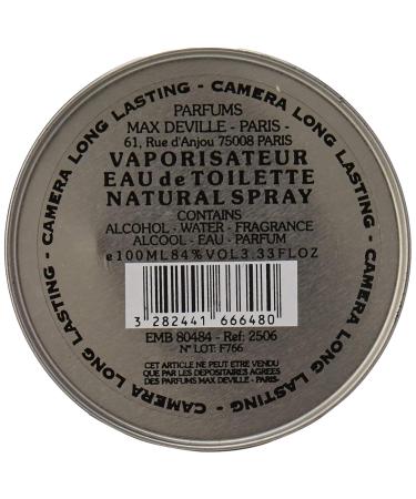 Max Deville Camera long lasting by max deville for men - 3.33 Ounce edt spray 3.33 Ounce - Buy Online on GoSupps.com