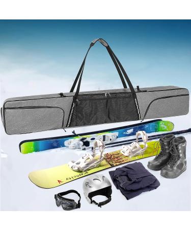 Ski Bag for Air Travel - Holds Snowboard or Pair of Skis with Zippered Pockets for Goggles, Gloves - Grey - Buy Online on GoSupps.com