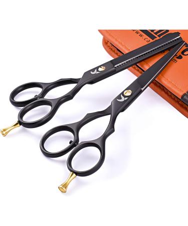 Candure 5.5 Hairdressing Barber Scissors Set | Thinning Salon Shears | Deep Black - Buy Online on GoSupps.com