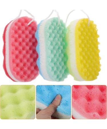 Supvox Bath Sponge Stool - 3 Pack Massager & Scrubber Pad for Peeling Skin | Yellow Red Blue | Perfect for Men & Women - Buy Online on GoSupps.com