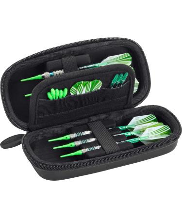 Casemaster Sentry Dart Case Slim EVA Shell for Steel and Soft Tip Darts, Hold 6 Darts and Features Built-in Storage for Flights, Tips and Shafts Black